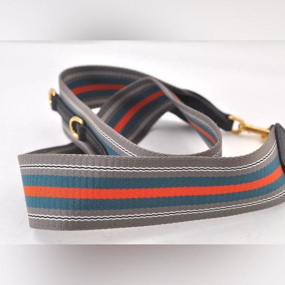 Authentic PRADA Nylon Leather Stripe Pattern Shoulder Strap 41.7" Gray - Picture 4 of 16